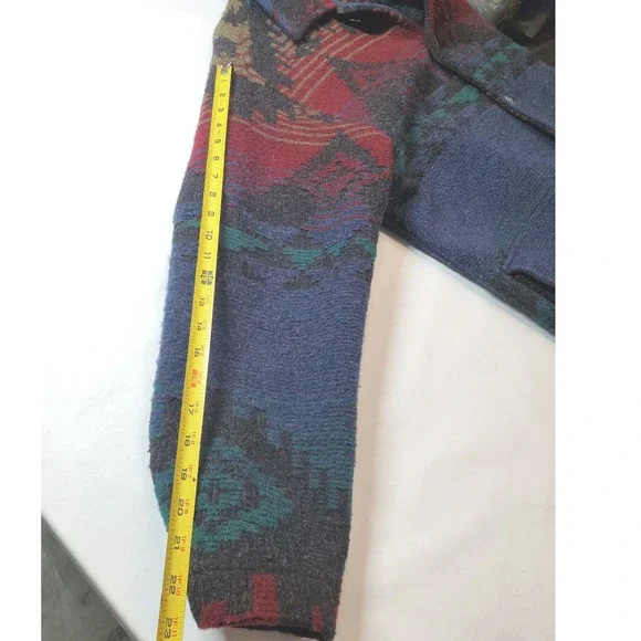 VRTG Woolrich Mens L Southwestern‎ Aztec Print Wool Jacket Made in USA Barn Coat - Picture 6 of 12